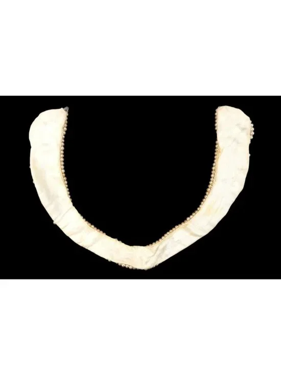 Vintage Faux Pearl Beaded Collar Sweater Necklace Shell Motif 1950s Rhinestone - Picture 7 of 7